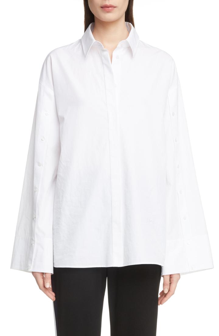 Women's Kenzo Button Sleeve Top Us / 36 Fr - White