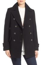 Women's French Connection Wool Blend Peacoat - Black
