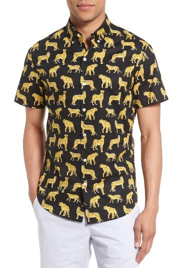 Men's Bonobos Slim Fit Short Sleeve Cheetah Print Sport Shirt