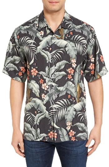 Men's Tommy Bahama Blumenau Original Fit Silk Camp Shirt - Black