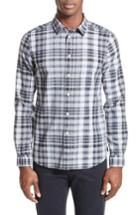 Men's Ps Paul Smith Extra Trim Fit Plaid Linen Blend Sport Shirt