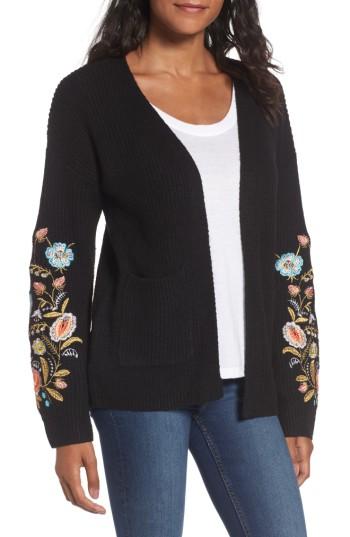 Women's Woven Heart Embroidered Cardigan