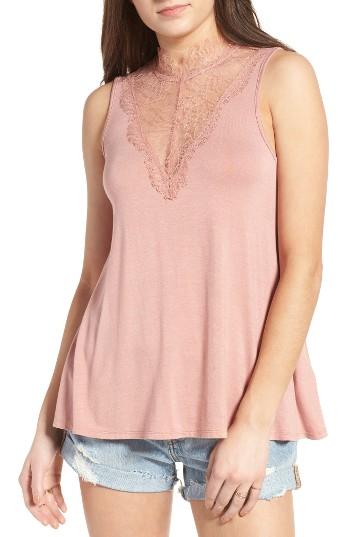 Women's Bp. Lace Inset Tank - Coral