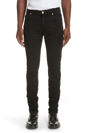 Men's Pierre Balmain Moto Jeans - Black