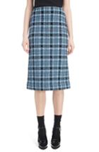 Women's Dries Van Noten Long Plaid Pencil Skirt Us / 38 Fr - Blue