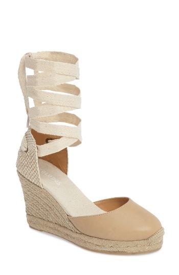 Women's Soludos Lace-up Espadrille Wedge .5 M - Beige