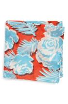 Men's Eton Floral Cotton Pocket Square, Size - Red