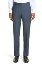 Men's Z Zegna Flat Front Houndstooth Wool Trousers R Eu - Blue