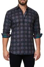 Men's Maceoo Trim Fit Grid Print Sport Shirt (m) - Black