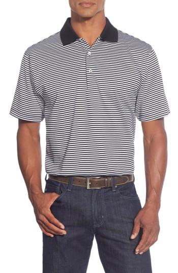 Men's Peter Millar 'classic Stripe' Egyptian Cotton Lisle Polo, Size - Black