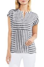 Women's Vince Camuto Resort Stripe Linen Blouse, Size - Black