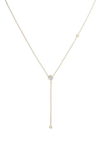 Women's Zoe Chicco Moonstone & Diamond Lariat Necklace