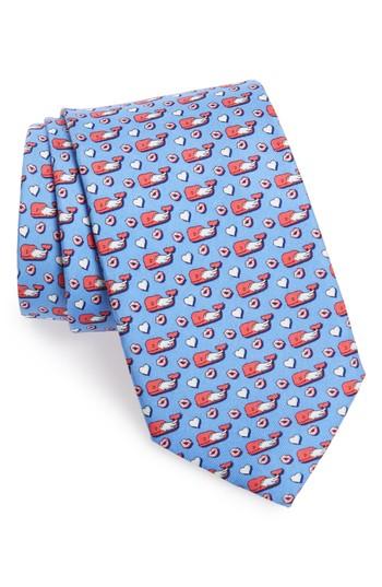 Men's Vineyard Vines Cupid Whale Silk Tie, Size - Blue