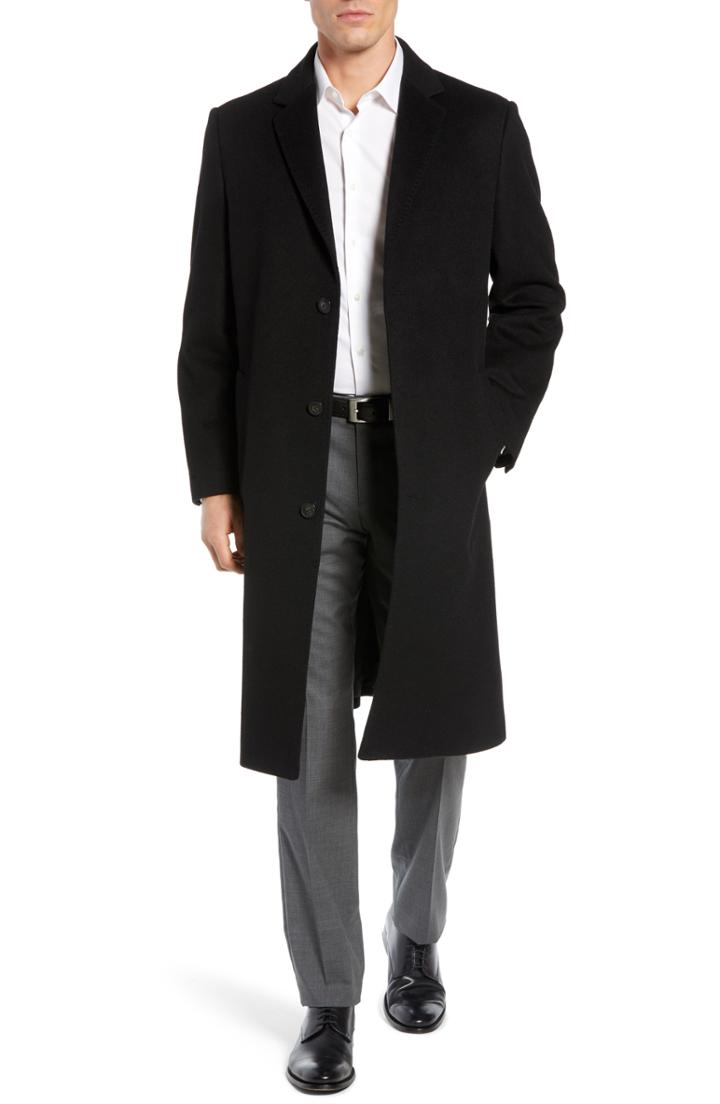 Men's Hart Schaffner Marx Sheffield Classic Fit Cashmere Overcoat R - Black