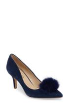 Women's Charles By Charles David Sadie Genuine Rabbit Fur Pom Pump M - Blue