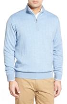 Men's Bobby Jones Windproof Merino Wool Quarter Zip Sweater - Blue