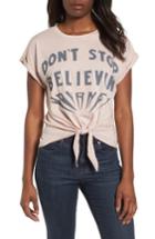 Women's Lucky Brand Don't Stop Believing Tie-front Tee - Grey