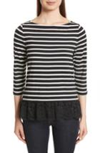 Women's Kate Spade Lace Flounce Stripe Top - Black