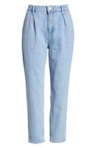 Women's Topshop Pleated Mom Jeans W X 30l (fits Like 25-26w) - Blue