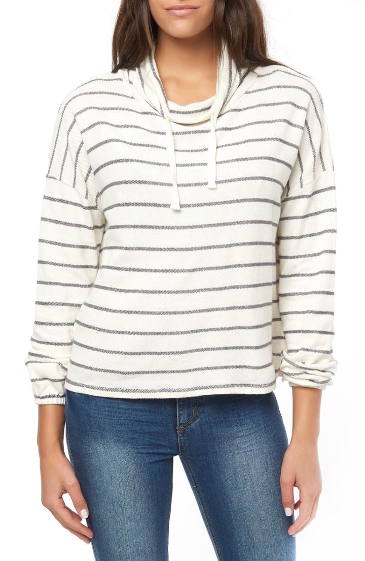 Women's O'neill Cherie Stripe Funnel Neck Sweatshirt - Ivory