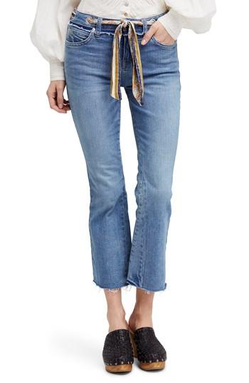 Women's Free People Belt Out High Waist Crop Bootcut Jeans - Blue