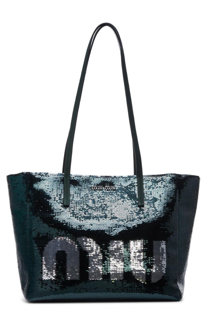 Miu Miu Sequin Logo Tote -