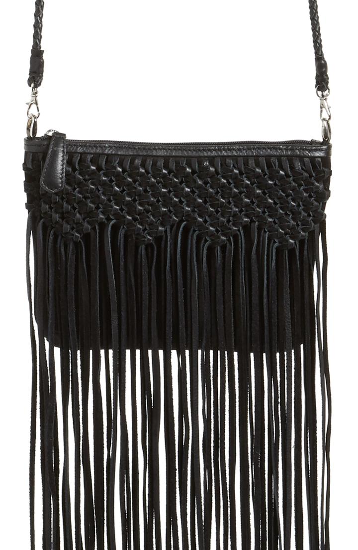 Ten79la Fringe Woven Calfskin Leather Crossbody Bag -