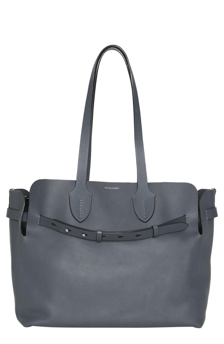 Burberry Medium Belt Bag Leather Tote - Grey
