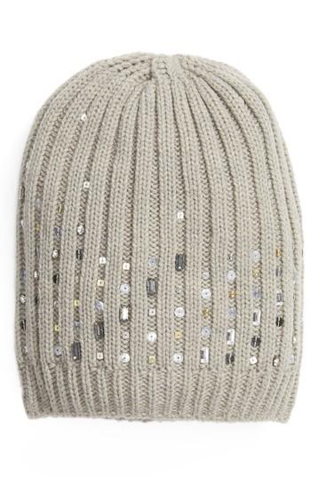 Women's Halogen Embellished Beanie - Grey