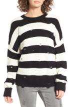 Women's Bp. Decontructed Stripe Cotton Pullover, Size - Black