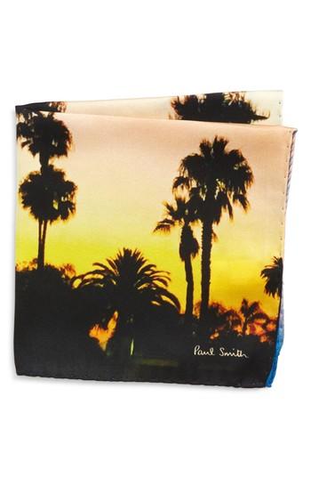 Men's Paul Smith Photographic Print Silk Pocket Square, Size - Yellow