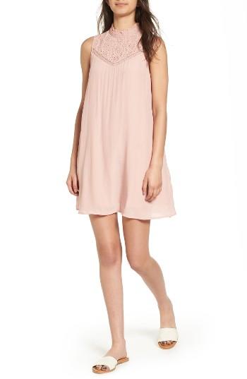 Women's Hinge Lace Yoke Shift Dress, Size - Pink