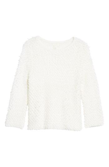 Petite Women's Caslon Loop Stitch Crewneck Sweater P - Ivory