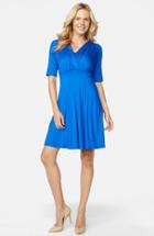 Women's Maternal America 'tummy Tuck' Maternity/nursing Three Quarter Sleeve Dress - Blue