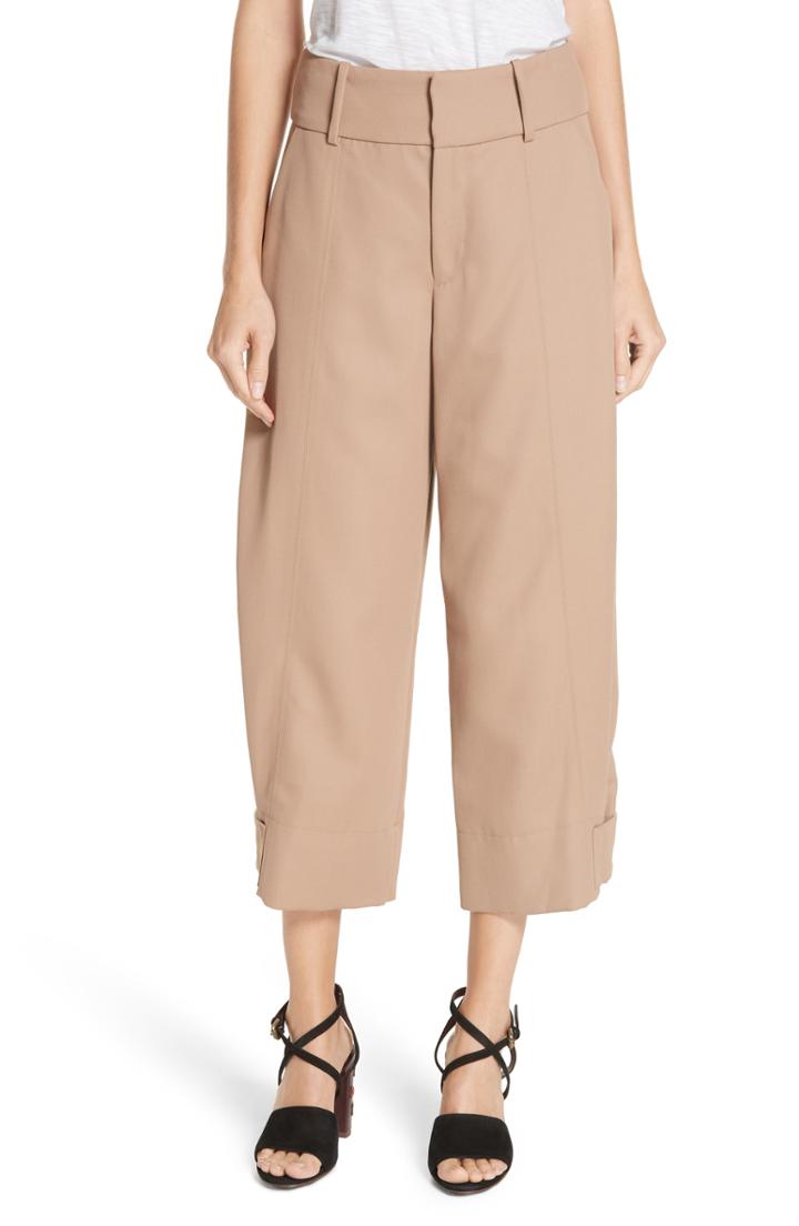 Women's See By Chloe Crop Wide Leg Pants Us / 34 Fr - Beige
