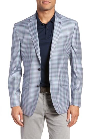 Men's Ted Baker London Jay Trim Fit Gingham Wool Sport Coat R - Grey