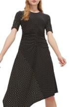 Women's Topshop Polka Dot Asymmetrical Midi Dress Us (fits Like 0) - Black