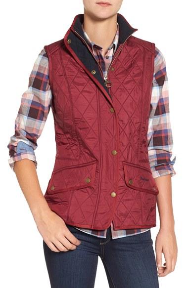 Women's Barbour 'cavalry' Quilted Vest Us / 8 Uk - Red