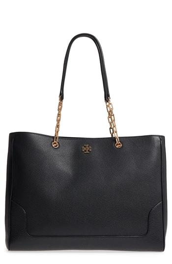 Tory Burch Marsden Pebbled Leather Tote - Black