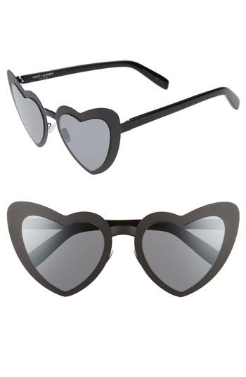 Women's Saint Laurent Loulou 55mm Heart Shaped Sunglasses -