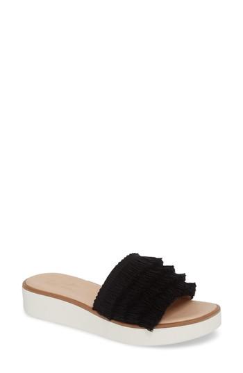 Women's Seychelles Well Rested Ruffle Slide Sandal M - Black
