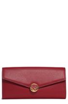 Women's Fendi Logo Calfskin Leather Continental Wallet On A Chain - Red