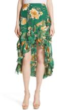 Women's Alice + Olivia Sasha Ruffled Asymmetrical Floral Skirt