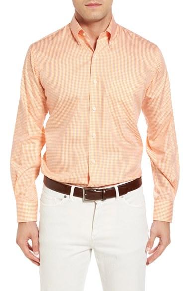 Men's Peter Millar Crown Soft Gingham Regular Fit Sport Shirt - Orange