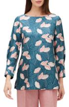 Women's Lafayette 148 New York Caddie Graphic Floral Silk Blouse - Green