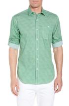 Men's Bugatchi Shaped Fit Striated Print Sport Shirt - Green