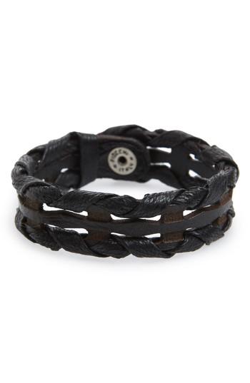 Men's Orciani Wax Woven Leather Bracelet