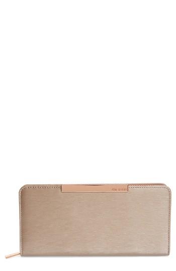 Women's Ted Baker London Marya Plisse Leather Matinee Wallet - Brown