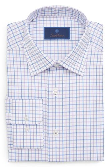 Men's David Donahue Regular Fit Check Dress Shirt .5 - 34/35 - Purple