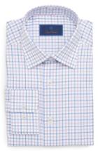 Men's David Donahue Regular Fit Check Dress Shirt .5 - 34/35 - Purple